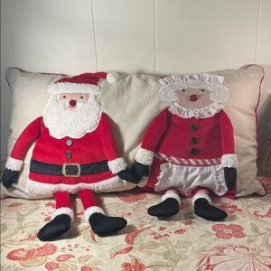 Isaac Mizrahi Red and Black Santa & Mrs. Claus Holiday Rectangular Pillow